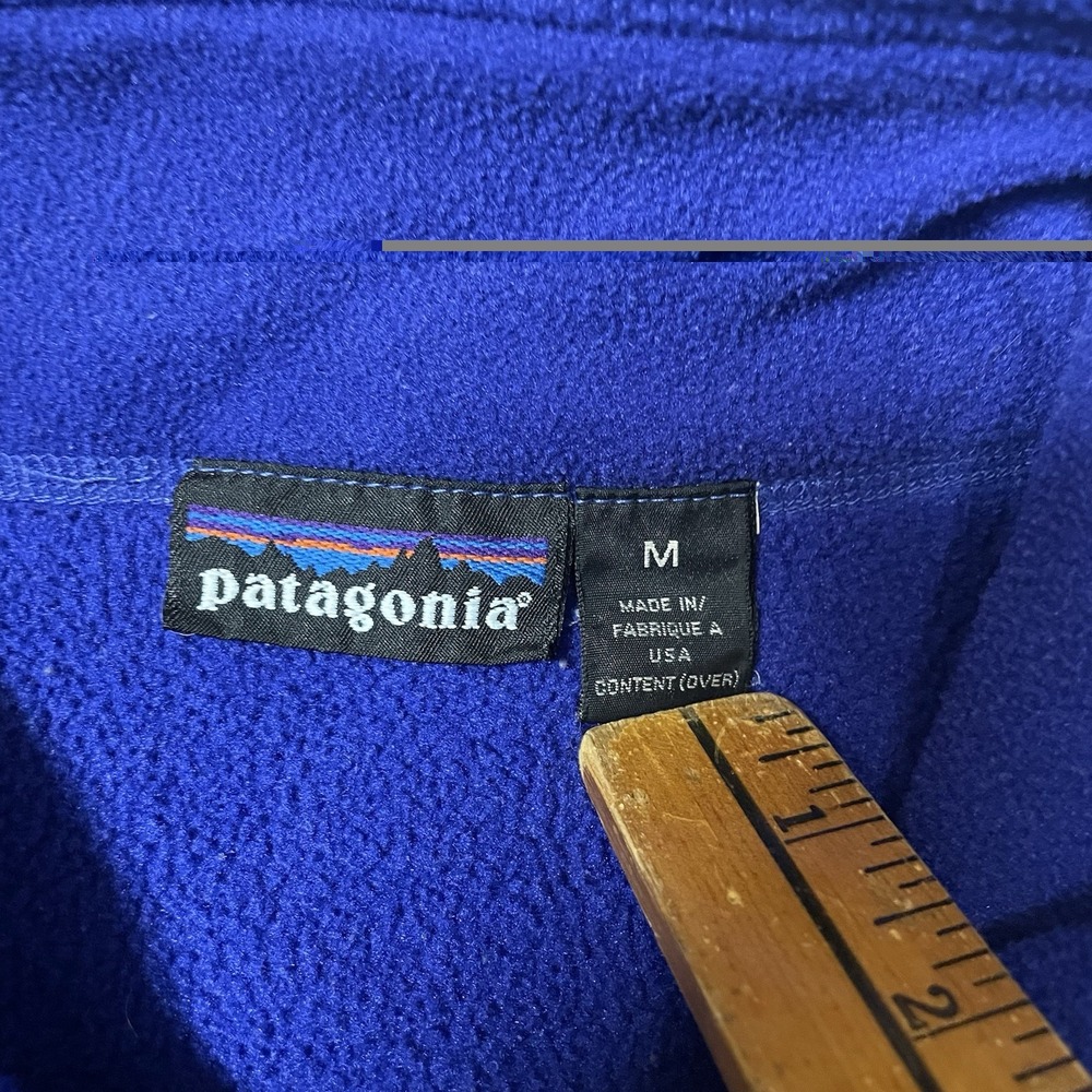 Patagonia Fleece Vest Men Medium Blue Vintage 90s USA Made Zip Up - Picture 2 of 7